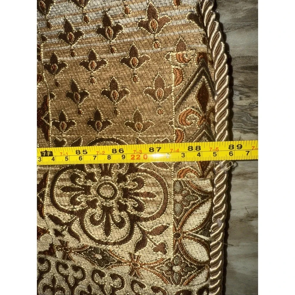 Vintage Brocade Fabric Bedspread Queen Shams Decorative Pillows Gold Tan Browns